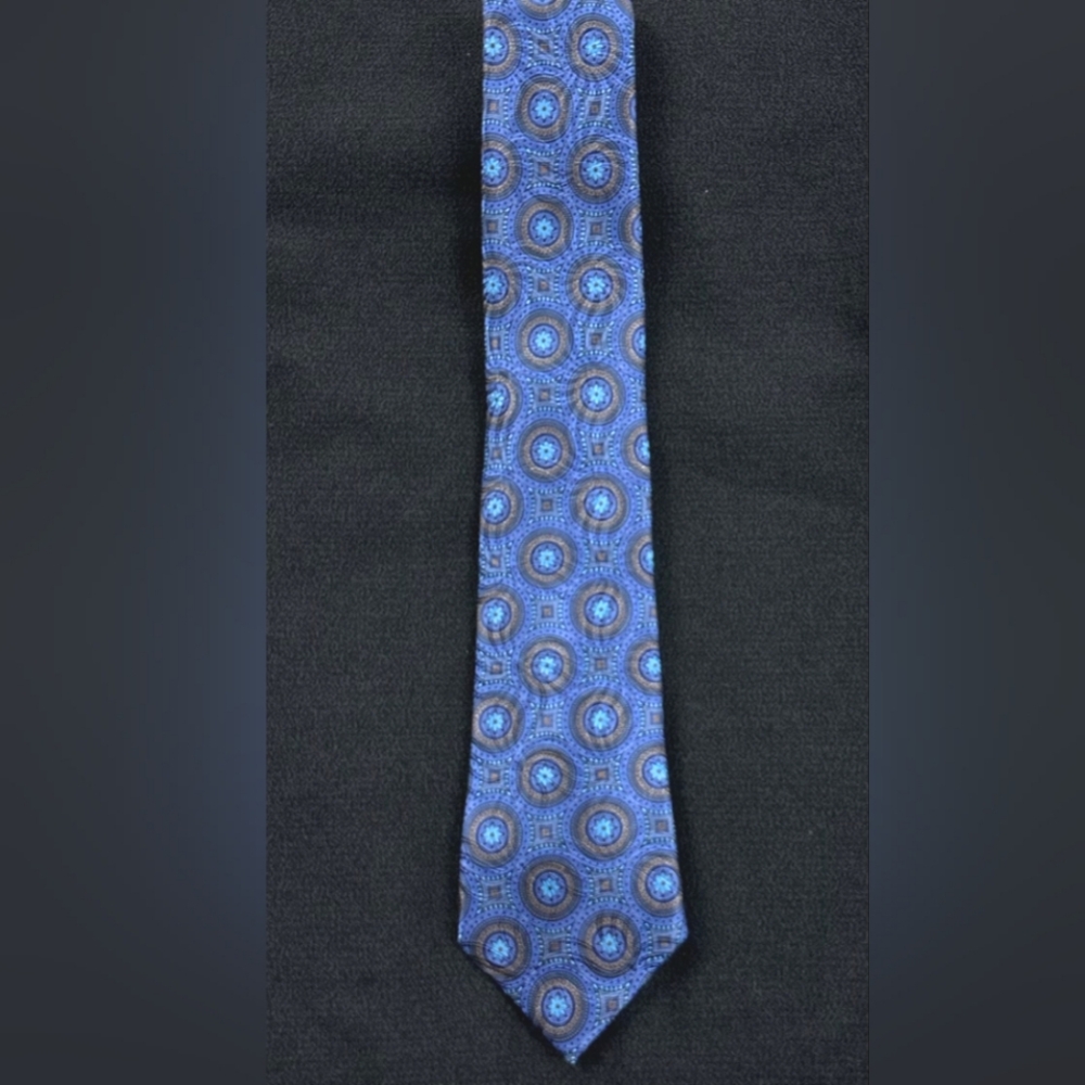 NWOT Ermenegildo Zegna 👔 100% Silk ◇ Ornate Orange and Blue Silk Tie